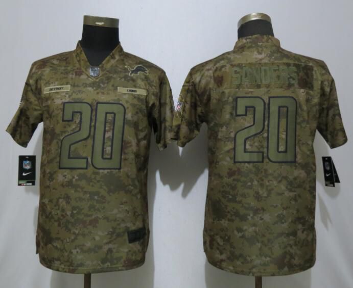 Women Detroit Lions #20 Sanders Nike Camo Salute to Service Limited NFL Jersey->youth nfl jersey->Youth Jersey